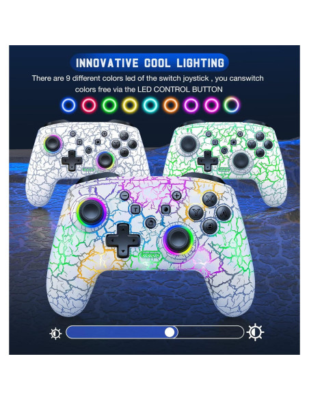 Controlador Inalámbrico Gammeefy para Nintendo Switch - LED 9 Colores