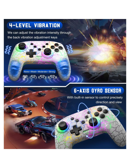 Controlador Inalámbrico Gammeefy para Nintendo Switch - LED 9 Colores