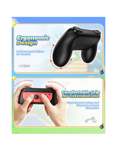 Empuñaduras Fyoung para Joy-Con de Switch - Negro (2 Pzs)