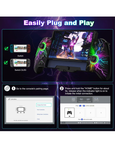 Controlador Nintendo Switch Joypad NinABXY Efecto Hall Ergonómico