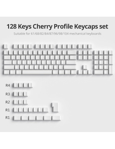 Conjunto de Teclas PBT Blancas Owpkeenthy para Teclado Mecánico