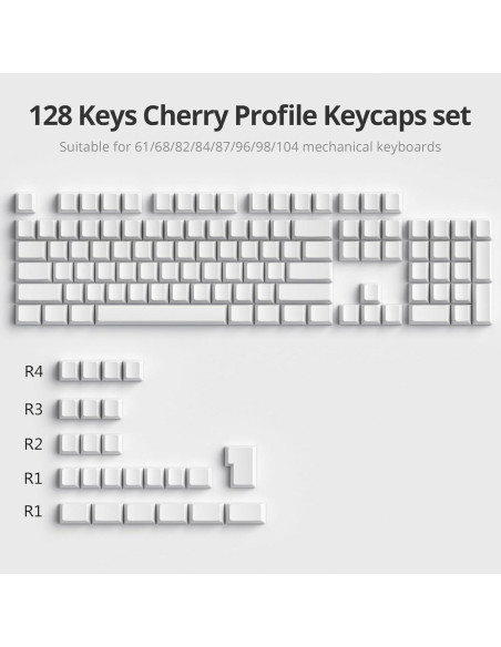 Conjunto de Teclas PBT Blancas Owpkeenthy para Teclado Mecánico Conjunto de Teclas PBT Blancas Owpkeenthy para Teclado Mecánico