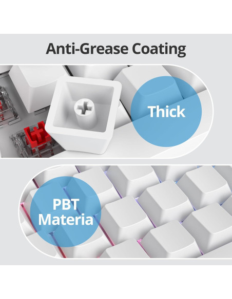 Conjunto de Teclas PBT Blancas Owpkeenthy para Teclado Mecánico Conjunto de Teclas PBT Blancas Owpkeenthy para Teclado Mecánico