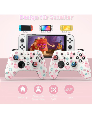 Controlador Inalámbrico SHUTTLECOCK para Switch y PC - Rosa