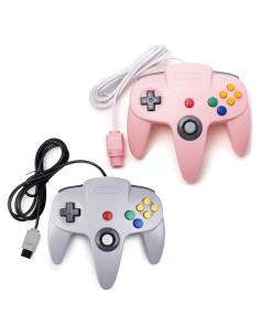 Controlador KIWITATA N64 Rosa y Gris con Cable 1.7m