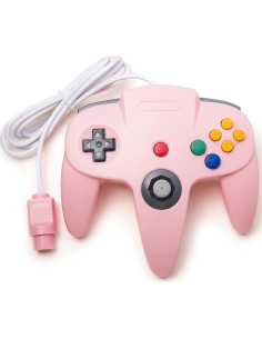 Controlador KIWITATA N64 Rosa y Gris con Cable 1.7m 2