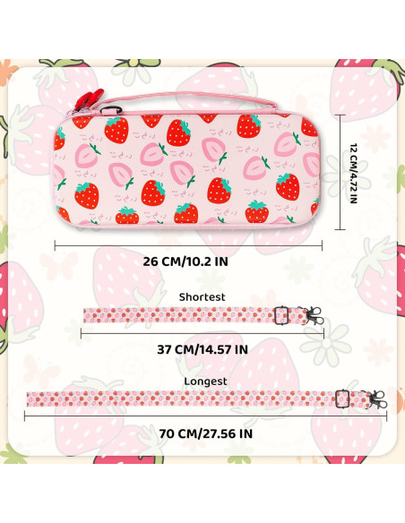 Estuche Fresa RHOTALL para Nintendo Switch OLED Rosa 6 en 1