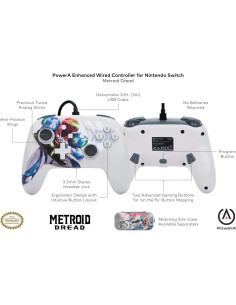 Controlador con cable PowerA para Nintendo Switch Metroid Dread 2