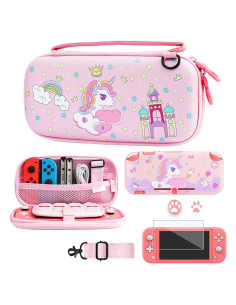 Funda Rosa GLDRAM para Nintendo Switch Lite con Accesorios