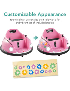 Coche Eléctrico Rosa para Niños 1.5-6 Años Control Remoto 2