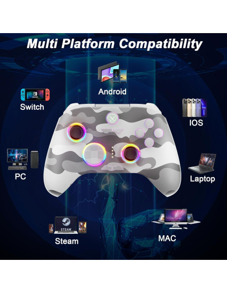 Controlador Inalámbrico HQFYH para PC y Switch con RGB