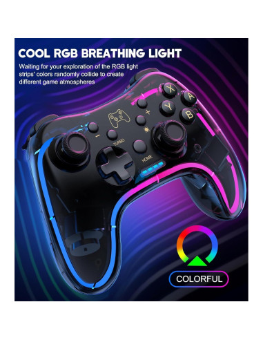 Controlador Pro Gammeefy para Switch con LED RGB y Turbo