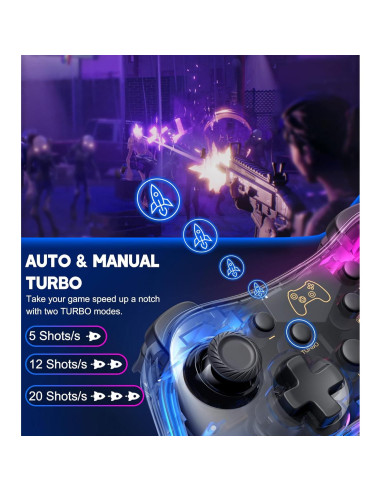 Controlador Pro Gammeefy para Switch con LED RGB y Turbo