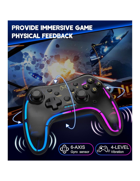 Controlador Pro Gammeefy para Switch con LED RGB y Turbo