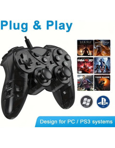 Controlador USB NBCP para PS3 y PC con vibración y Turbo 2