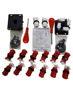 Kit Panel Control Happ Rojo 14 Botones y Joysticks
