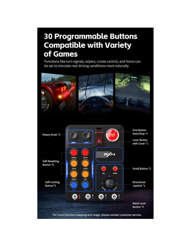 Caja de Botones de Carreras PXN CB1 30 Botones RGB PC