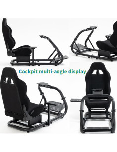 Cockpit de Simulador de Carreras Hottoby con Asiento Negro Ajustable 2
