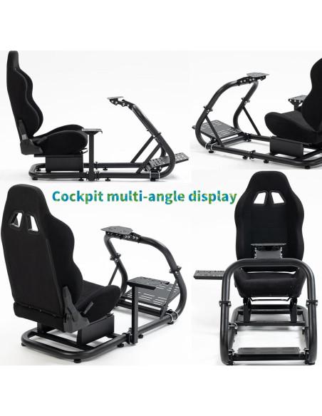 Cockpit de Simulador de Carreras Hottoby con Asiento Negro Ajustable