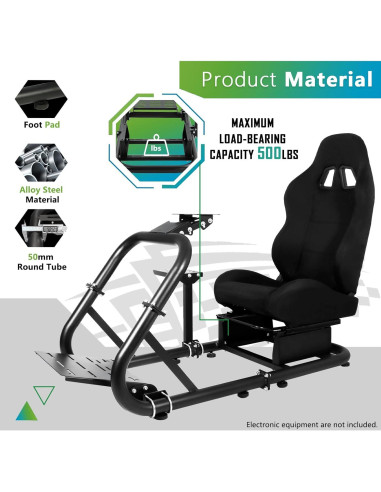 Cockpit de Simulador de Carreras Hottoby con Asiento Negro Ajustable