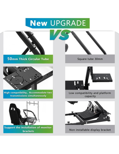 Cockpit de Simulador de Carreras Hottoby con Asiento Negro Ajustable