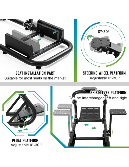 Cockpit de Simulador de Carreras Hottoby con Asiento Negro Ajustable