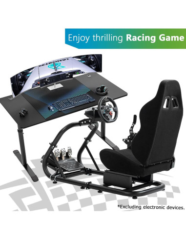 Cockpit de Simulador de Carreras Hottoby con Asiento Negro Ajustable