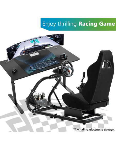 Cockpit de Simulador de Carreras Hottoby con Asiento Negro Ajustable