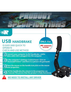 Freno de Mano USB CNRAQR HB-03A-BK para Juegos PC 2