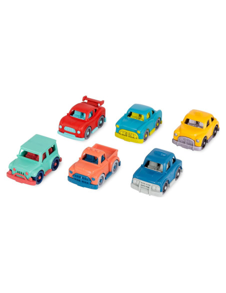 Battat Mini Coches de Juguete - 6 Vehículos Coloridos