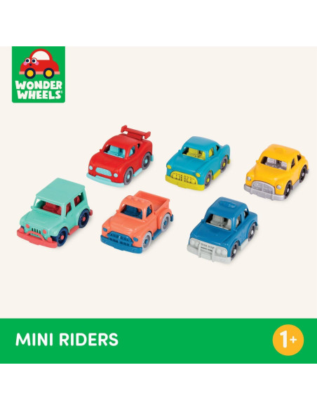 Battat Mini Coches de Juguete - 6 Vehículos Coloridos