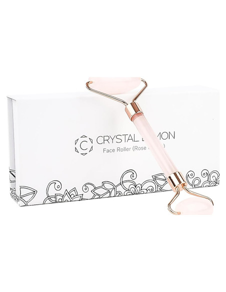 Rodillo Facial de Jade Rosa Crystal Lemon - Antienvejecimiento