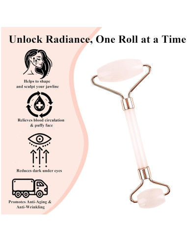 Rodillo Facial de Jade Rosa Crystal Lemon - Antienvejecimiento