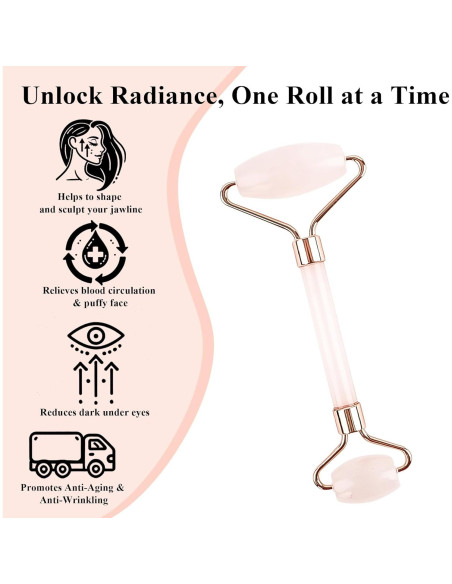 Rodillo Facial de Jade Rosa Crystal Lemon - Antienvejecimiento