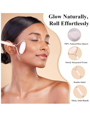 Rodillo Facial de Jade Rosa Crystal Lemon - Antienvejecimiento