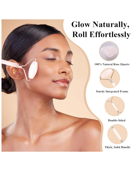 Rodillo Facial de Jade Rosa Crystal Lemon - Antienvejecimiento