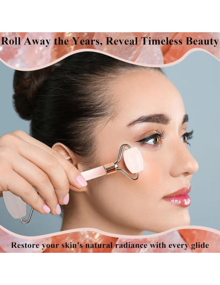 Rodillo Facial de Jade Rosa Crystal Lemon - Antienvejecimiento