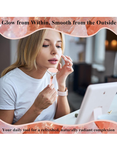 Rodillo Facial de Jade Rosa Crystal Lemon - Antienvejecimiento