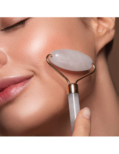 Rodillo Facial de Jade Rosa Crystal Lemon - Antienvejecimiento