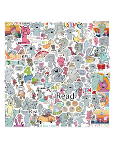 120 Stickers Impermeables YUYIYULE Elefante Caricatura 2.54-5.08 cm