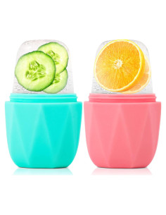 Rodillo de Hielo Facial Qewro Rosa y Verde Reutilizable