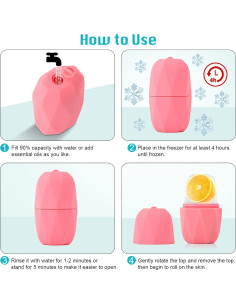 Rodillo de Hielo Facial Qewro Rosa y Verde Reutilizable 2