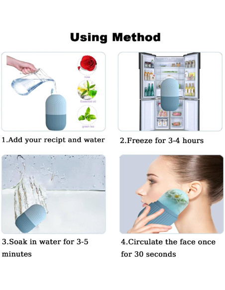 Rodillo de Hielo Facial Joyeee Silicona Azul 11.5x6 cm