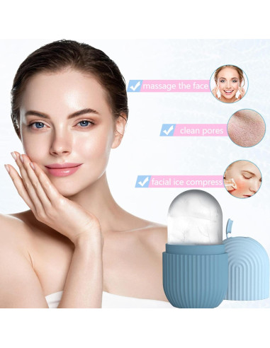 Rodillo de Hielo Facial Joyeee Silicona Azul 11.5x6 cm