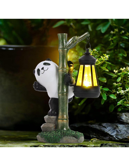Estatua Solar de Panda para Jardín 25.9 cm - Decoración Exterior