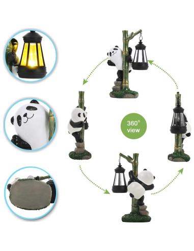 Estatua Solar de Panda para Jardín 25.9 cm - Decoración Exterior