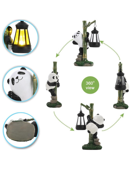 Estatua Solar de Panda para Jardín 25.9 cm - Decoración Exterior