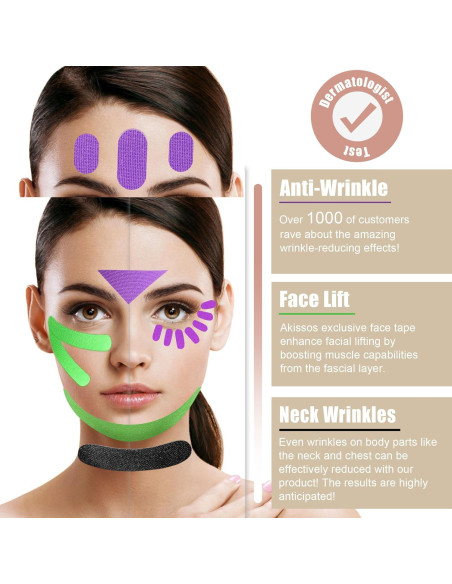 Cinta Kinesiológica Facial Akissos 2.5cm x 5m - Antiarrugas
