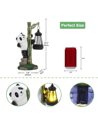 Estatua Solar de Panda para Jardín 25.9 cm - Decoración Exterior