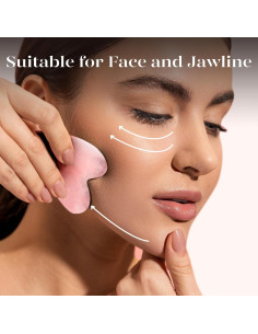 Herramienta Gua Sha BAIMEI Cuarzo Rosa para Masaje Facial 2